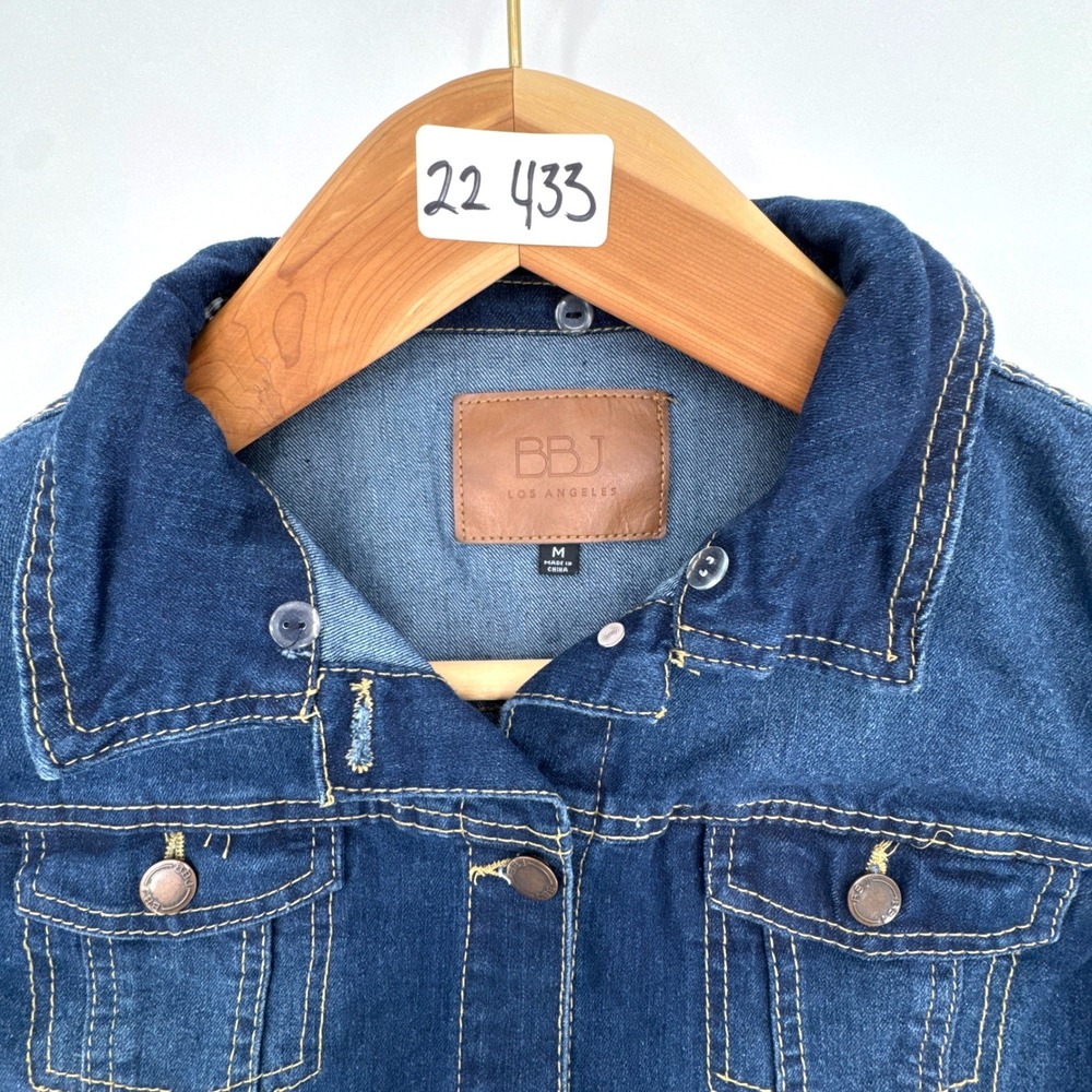 BBJ Los Angeles Jacket Womens M Gray Denim Trucker Button Front Stretch Casual - Picture 3 of 11